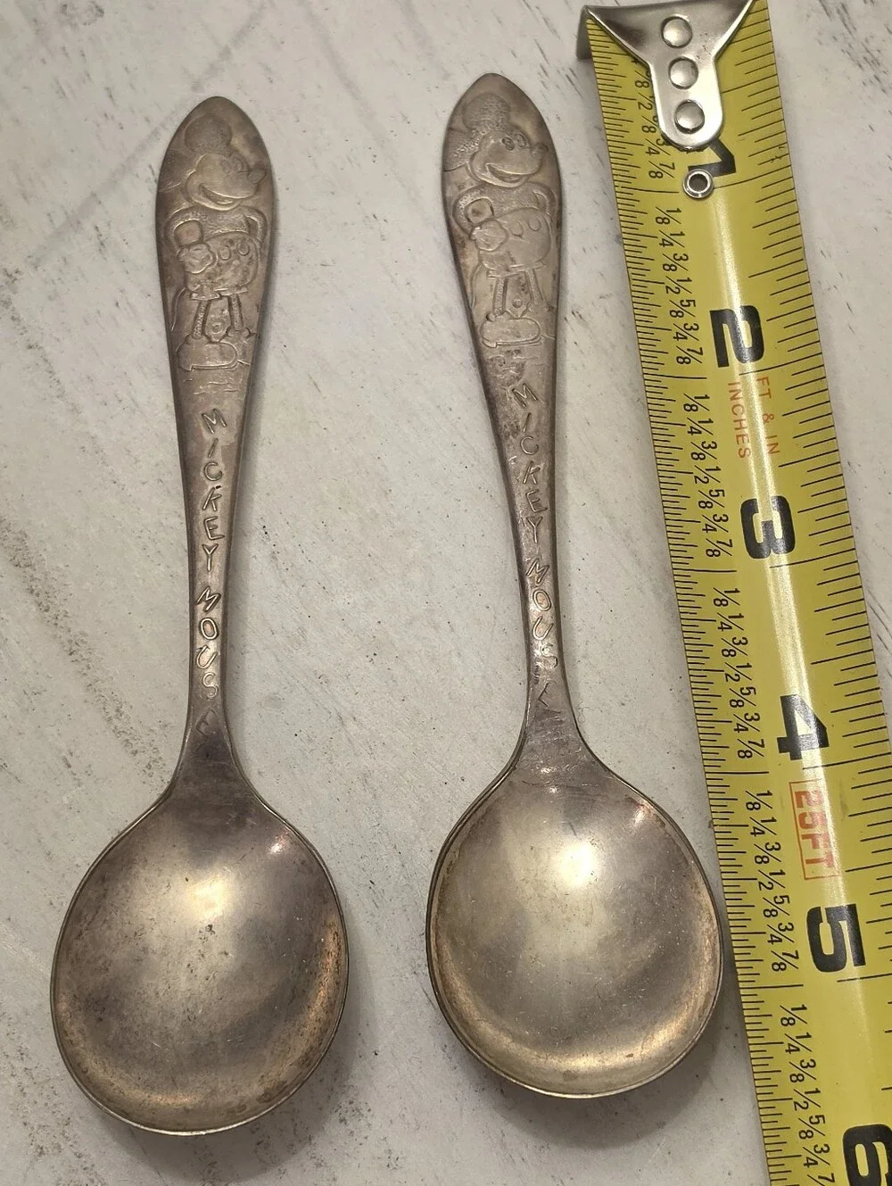Vintage 1930s Mickey Mouse Spoons Wm Rogers Mfg Co IS Silverplate Set of 2
